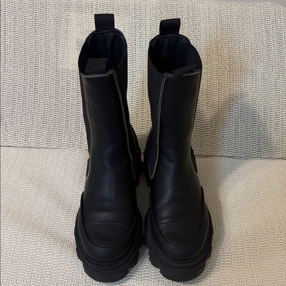 GANNI Mid-Calf Leather Chelsea Boots size 38